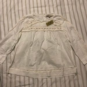 Ann Taylor Loft White ruffled blouse